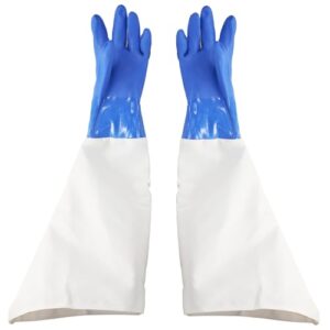 jewboer 23.6" canvas rubber sandblasting sand blaster protection gloves for sandblast cabinets xl,1 pair