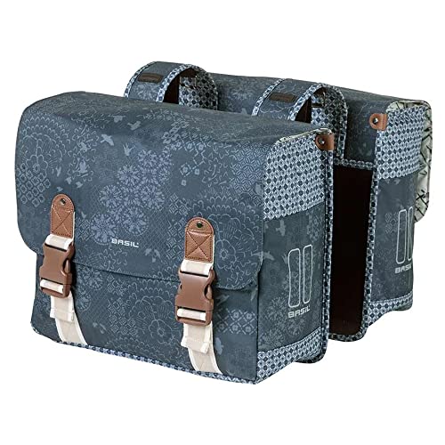 Basil Bohème-Double Bag, Double Pannier Bag, 35L, Indigo Blue