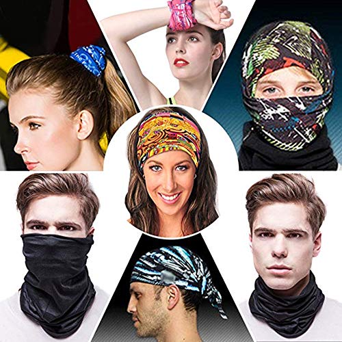 Cutewing 10PCS Magic Headband Scarf Neck Gaiter Elastic Seamless Bandanas Outdoor UV Face Mask Sport Headwear with Black Series