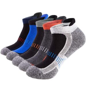 j.wmeet mens low cut ankle athletic socks cotton mesh cushioned running ventilation sports tab socks 5pack