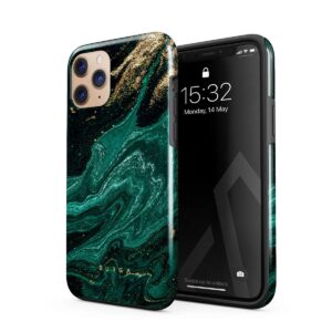 burga phone case compatible with iphone 11 pro max - hybrid 2-layer hard shell + silicone protective case -emerald green jade stone luxury gold glitter marble - scratch-resistant shockproof cover