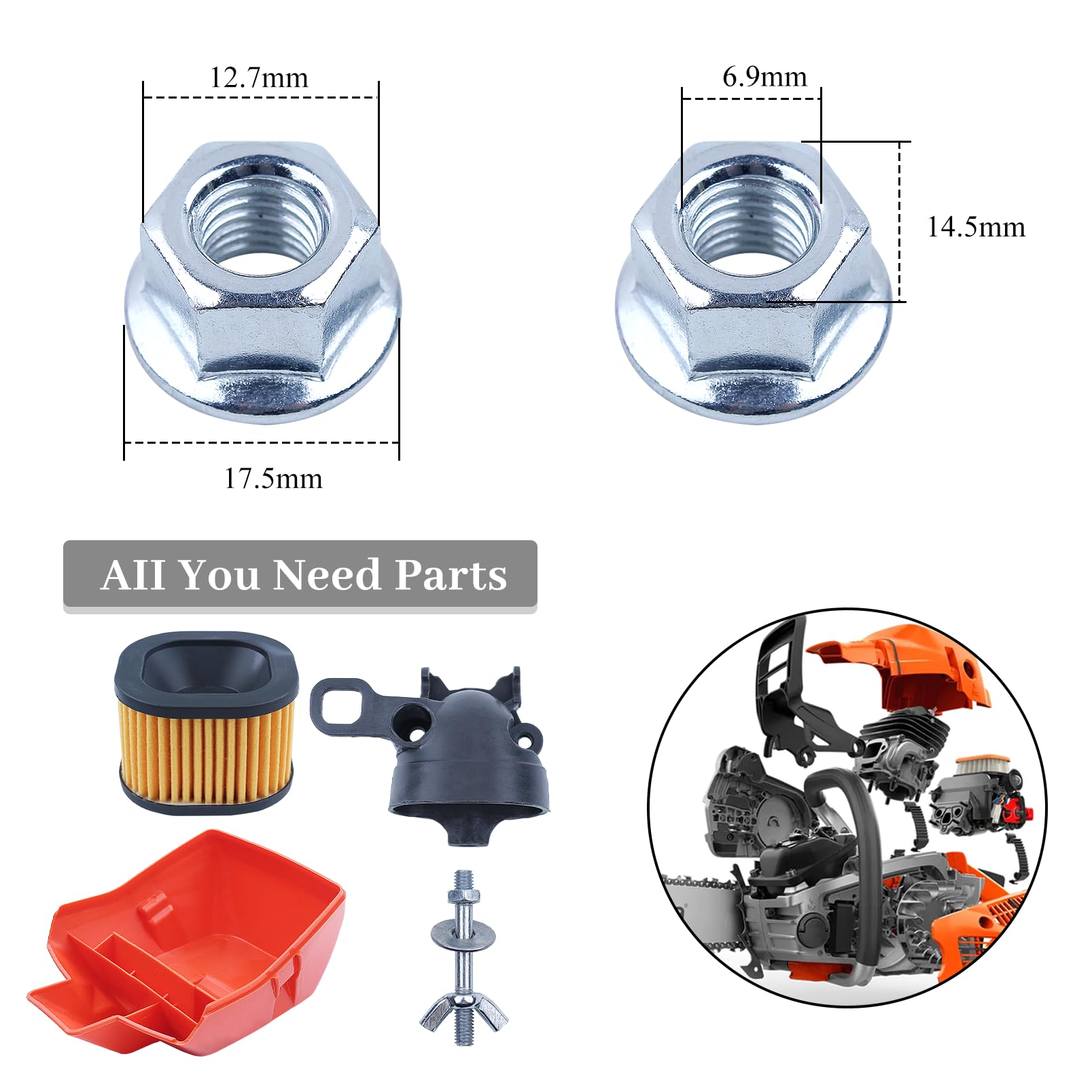 HD Air Filter Cover Intake Manifold Guide Screw Kit Fit Husqvarna 372XP 362 371 365 Chainsaw