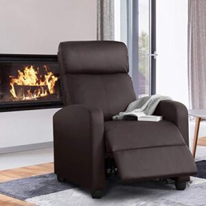 Yaheetech Recliner Chair Faux Leather Recliner Sofa Adjustable Modern Recliner Seat Club Chair Home Theater Seating Brown