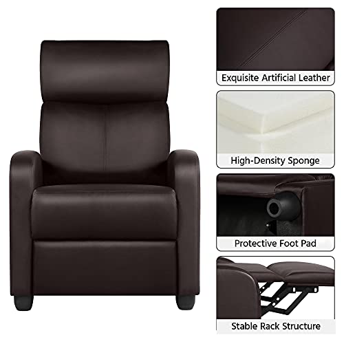 Yaheetech Recliner Chair Faux Leather Recliner Sofa Adjustable Modern Recliner Seat Club Chair Home Theater Seating Brown