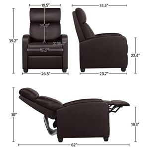 Yaheetech Recliner Chair Faux Leather Recliner Sofa Adjustable Modern Recliner Seat Club Chair Home Theater Seating Brown