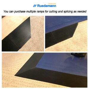 Ruedamann 1.2" Rise Threshold Ramp,1500 LBS Capacity, 35.4" Wide Natural Rubber Power Wheelchair Ramp Scooter, Non-Slip Solid Rubber Threshold Ramp for Doorways,Driveways,Bathroom,Cuttable