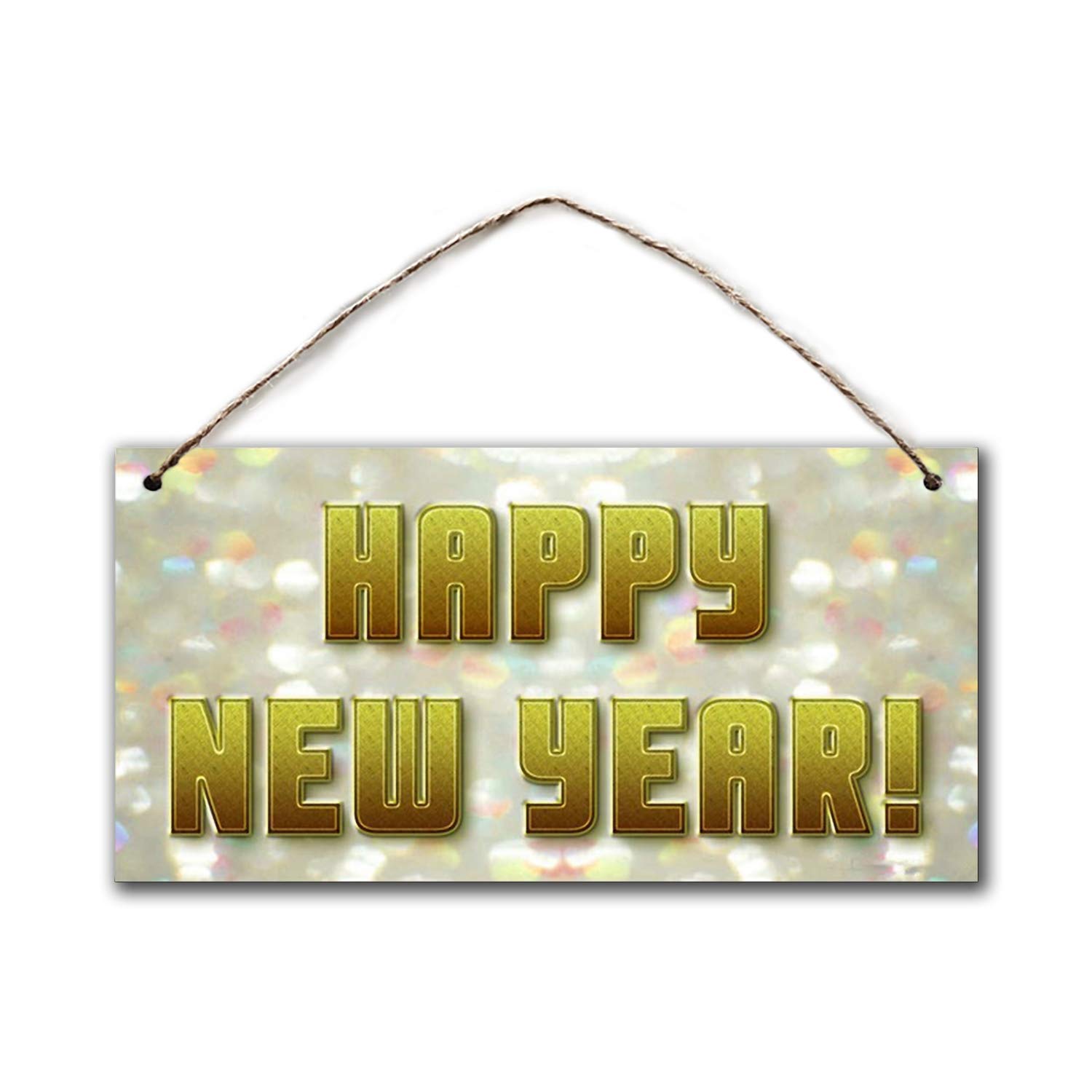 BESTWD Happy New Year Sign, Festive Holiday Sign, 5" x 10" Sign, Housewarming Gift, New Year Party Decor, New Years