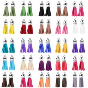 Keychain Tassles, Cridoz 300pcs Bulk Keychains Ring Set Includes 50pcs Tassels for Crafts, 50pcs Keychain Clips, 50pcs Key Chain Rings, 100pcs Jump Ring and 50pcs Screw Eye Pins for DIY Keychain