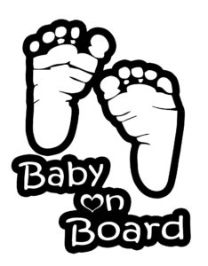 totomo baby on board sticker for cars funny cute safety caution decal sign for car window and bumper no need for magnet or suction cup - footprint