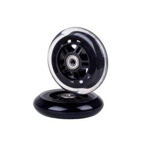 little world scooter wheels pair - 2pcs scooter replacement wheels - 100mm pro stunt scooter replacement wheels with abec-7 bearing - quality scooter wheels for smooth ride, black 100mm wheels