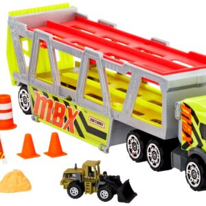 Matchbox Construction Hauler Detachable Cab Holds 16 Vehicles Plus Metal die-cast Tractor and Parts for Realistic Story Play Great Gift Ages 3 and Older