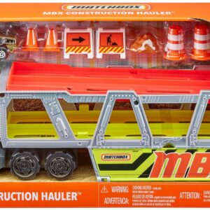 Matchbox Construction Hauler Detachable Cab Holds 16 Vehicles Plus Metal die-cast Tractor and Parts for Realistic Story Play Great Gift Ages 3 and Older