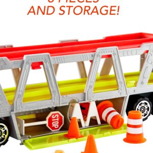 Matchbox Construction Hauler Detachable Cab Holds 16 Vehicles Plus Metal die-cast Tractor and Parts for Realistic Story Play Great Gift Ages 3 and Older