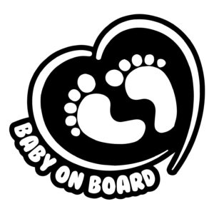 totomo baby on board sticker for cars funny cute safety caution decal sign for car window and bumper no need for magnet or suction cup - footprint in heart