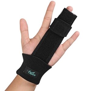 fibee trigger finger splint, adjustable two finger splint full hand and wrist brace support, metal straightening immobilizer treatment for sprains, mallet injury, arthritis(s/m)