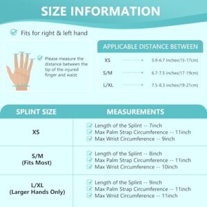 fibee Trigger Finger Splint, Adjustable Two Finger Splint Full Hand and Wrist Brace Support, Metal Straightening Immobilizer Treatment for Sprains, Mallet Injury, Arthritis(S/M)