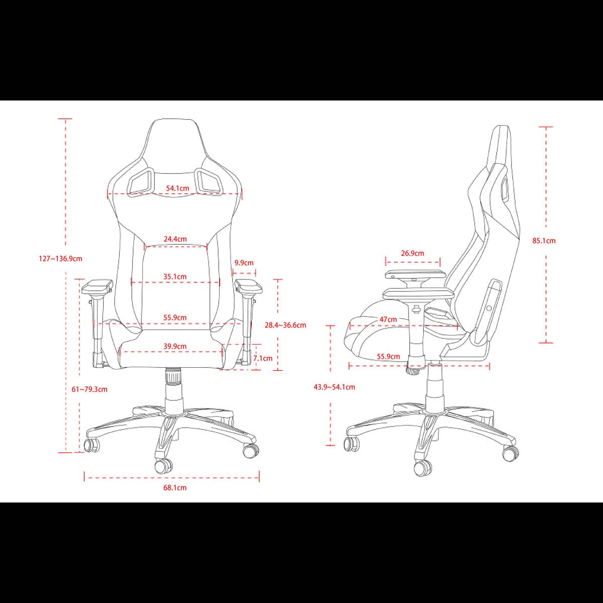 CORSAIR T3 Rush Gaming Chair Comfort Design, adjustable, Polyurethane,Charcoal