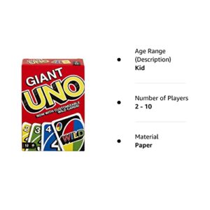 Mattel Games ​Giant UNO Card Game for Kids, Adults & Family Night, Oversized Cards & Customizable Wild Cards for 2-10 Players