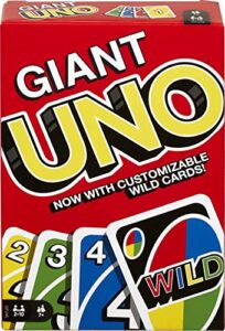 mattel games ​giant uno card game for kids, adults & family night, oversized cards & customizable wild cards for 2-10 players