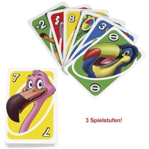 Mattel Games ​UNO Junior Card Game for Kids with Simple Rules, Levels of Play and Animal Matching for 2-4 Players