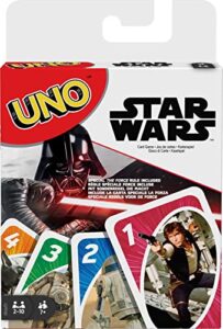 mattel games uno star wars card game for kids & family with themed deck & special rule, 2-10 players