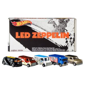 hot wheels led zeppelin set of 5 collectible die-cast vehicles premium pop culture album art cars, gift for music fans and collectors [amazon exclusive]