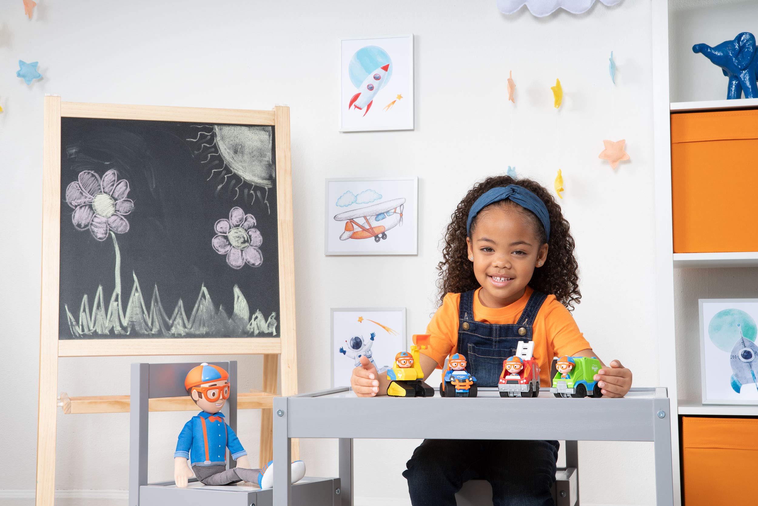 Blippi Mini Vehicles, Including Excavator and Fire Truck, Each with a Character Toy Figure Seated Inside - Zoom Around The Room for Free-Wheeling Fun - Perfect for Young Children