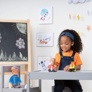 Blippi Mini Vehicles, Including Excavator and Fire Truck, Each with a Character Toy Figure Seated Inside - Zoom Around The Room for Free-Wheeling Fun - Perfect for Young Children