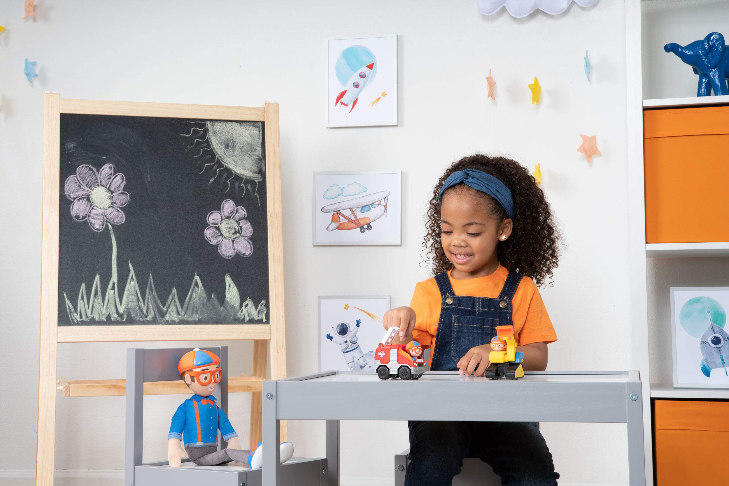 Blippi Mini Vehicles, Including Excavator and Fire Truck, Each with a Character Toy Figure Seated Inside - Zoom Around The Room for Free-Wheeling Fun - Perfect for Young Children