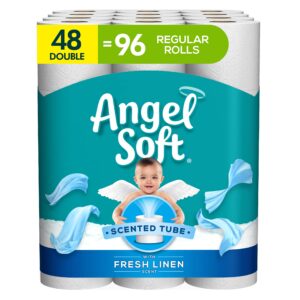 Angel Soft® Toilet Paper with Fresh Linen Scented Tube, 48 Double Rolls = 96 Regular Rolls, 2-Ply Bath Tissue