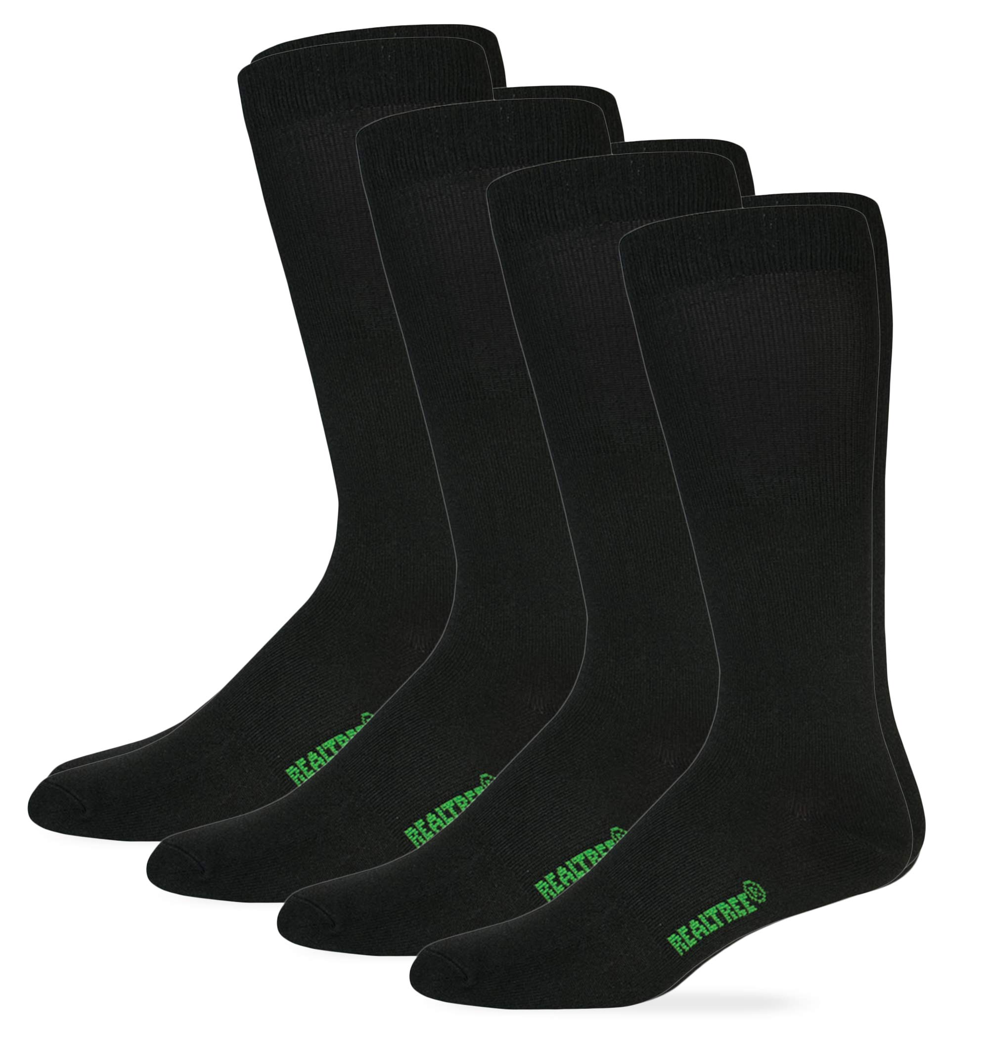 Realtree Mens Lightweight Liner Mid-Calf Tall Boot Socks 4 Pair Pack (M - Men's Shoe 6-9, Black)