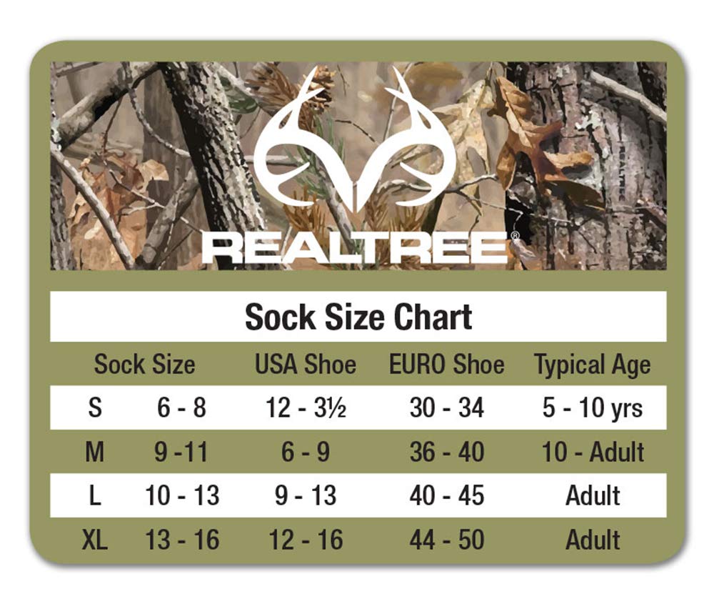 Realtree Mens Lightweight Liner Mid-Calf Tall Boot Socks 4 Pair Pack (M - Men's Shoe 6-9, Black)