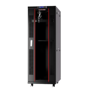 server rack - locking cabinet - network rack cabinet enclosure - 42u - rack mount - 32 inch deep - server cabinet - on wheels - shelf - cooling fan - thermostat - sysracks - srf