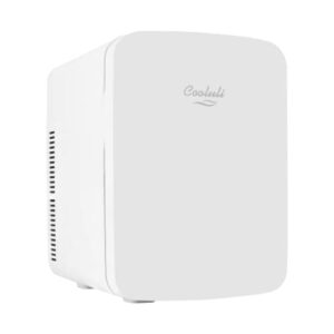 cooluli 15l mini fridge for bedroom, car, office desk & college dorm - 12v portable cooler & warmer for food, drinks, skincare - ac/dc small refrigerator with glass front, white