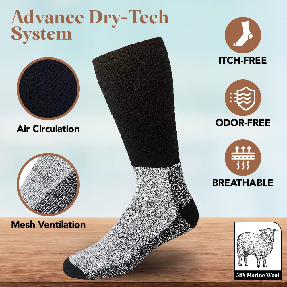 Debra Weitzner 6 Pairs Merino Wool Thermal Socks Men and Women Warm Cushioned Hiking Crew Socks for Hunting Winter Etc Long Survival Boot Socks Moisture Wicking