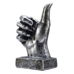 nice purchase hand finger gesture desk statues fingers sculpture creative home living room cabinet shelf decoration (thumbs-up in silver)