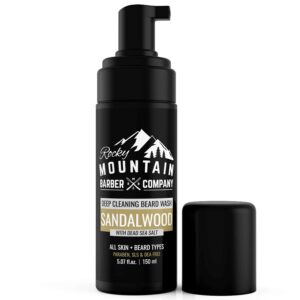 foaming sandalwood beard wash – with sandalwood essential oil, vitamin b5 & dead sea salt - 5 oz by rocky mountain barber company