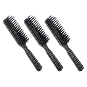 luxxii (3 pack) 6" pocket plastic handle nylon bristle brush hair comb designed for all hair types (a)