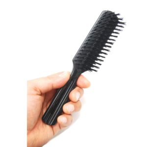 LUXXII (3 Pack) 6" Pocket Plastic Handle Nylon Bristle Brush Hair Comb Designed for All Hair Types (A)