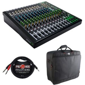 mackie profx16v3 16-channel sound reinforcement mixer with built-in fx, gator cases g-mixerbag-2118 mixer bag & stereo cable 10' bundle