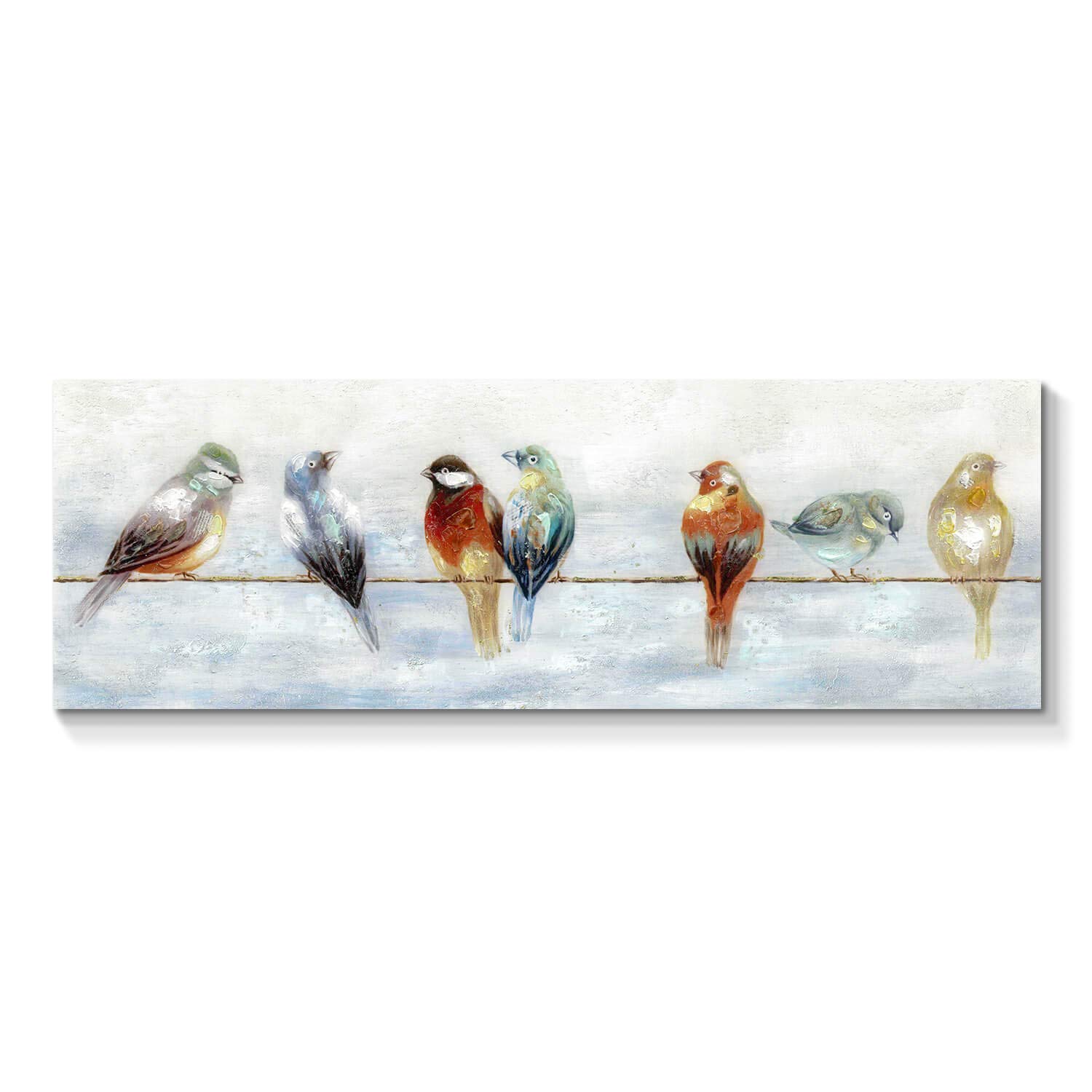 TAR TAR STUDIO Bird Canvas Wall Art Painting: Abstract Animal Artwork Hand Painted Picture for Living Room (45''W x 15''H, Multiple Sizes)