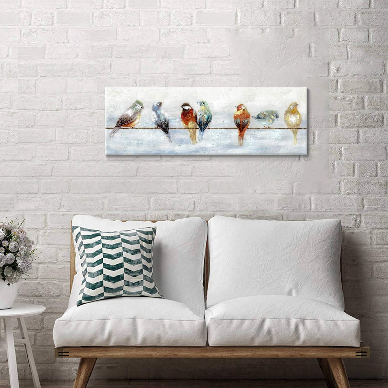 TAR TAR STUDIO Bird Canvas Wall Art Painting: Abstract Animal Artwork Picture for Living Room (36''W x 12''H, Multiple Sizes)