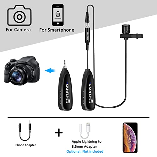 KIMAFUN Wireless Microphone System, 2.4G Wireless Headset and Lavalier Lapel Microphones for iPhone, Android Phone, Laptop and Speaker, Designed for Teaching, Recording, Vlog, Broadcast, G102-3