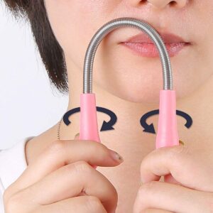 Dr.Nail Facial Hair Remover for Women,3Pcs Hair Remover Spring Threading Tool (Pink)