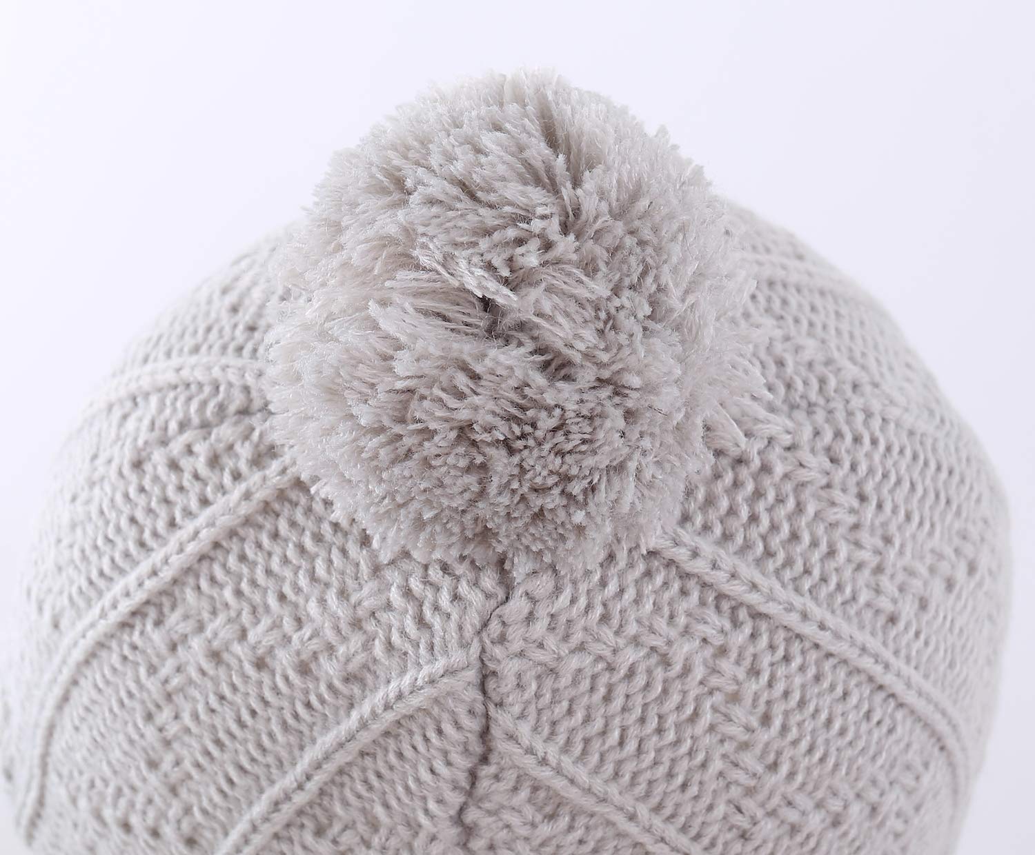 Home Prefer Toddler Girls Winter Hat with Earflaps Soft Sherpa Lining Knitted Hat Kids Winter Hat Light Gray 2-4T