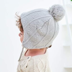 Home Prefer Toddler Girls Winter Hat with Earflaps Soft Sherpa Lining Knitted Hat Kids Winter Hat Light Gray 2-4T