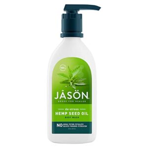 jason natural body wash & shower gel, de-stress cannabis sativa seed oil, 30 oz