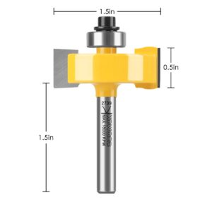 KOWOOD 1/4" inch Shank 1-3/8" Height Multi-Slot milling Cutter bit (7 Bearings, Multiple Depths 1/8", 3/16",1/4", 5/16", 3/8", 7/16", 1/2") Interchangeable and Adjustable Bearings.