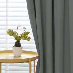 Yakamok Thermal Insulated Light Blocking Blackout Curtains for Bedroom, Room Darkening Rod Pocket Window Drapes for Living Room (52Wx72L,Dark Grey,2 Panels)