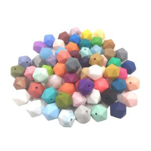 Alenybeby 30pcs 17mm Silicone Polygon Pearl Beads Silicone Geometric Icosahedron Shape Beads Hexagon Bulk Bead for Keychain DIY Mom Necklace Bracelet Craft Jewelry Making